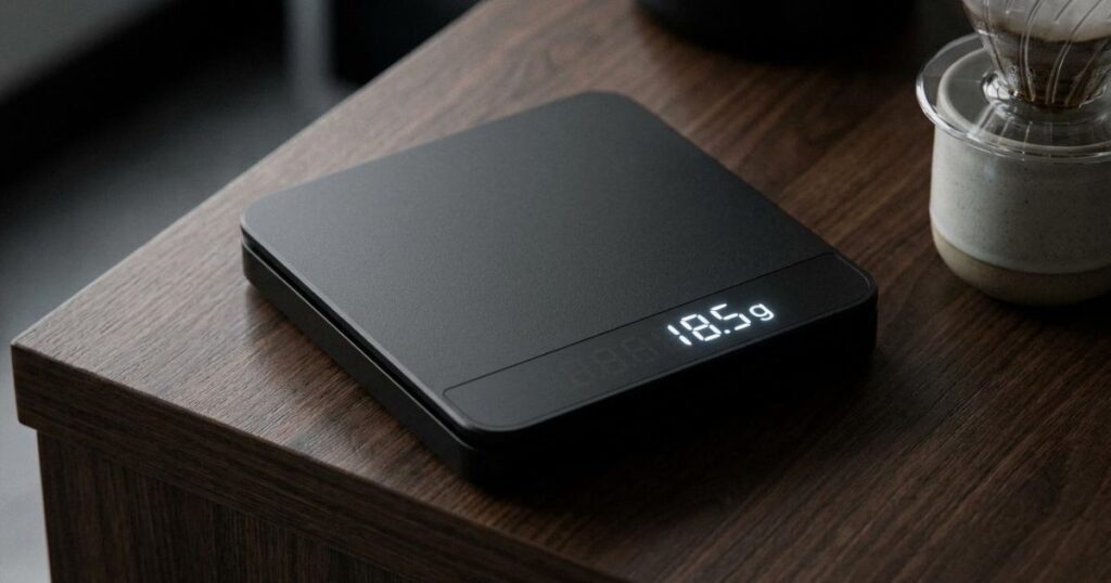 Comparativa de básculas digitales de precisión para café 2026: modelos Acaia Lunar, Timemore Black Mirror y Felicita Arc para baristas.